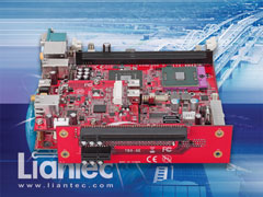 力安科技 Lianteec TBM-X1700 Tiny-Bus 1U Low Profile 2-Slot PCIe Extension Module on Mini-ITX EmBoard